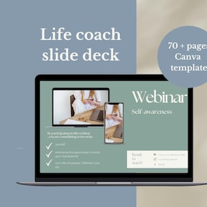 Life coach webinar template, modern Canva Slide Deck for Coaches, Professional coaching presentation template, Slide deck Template