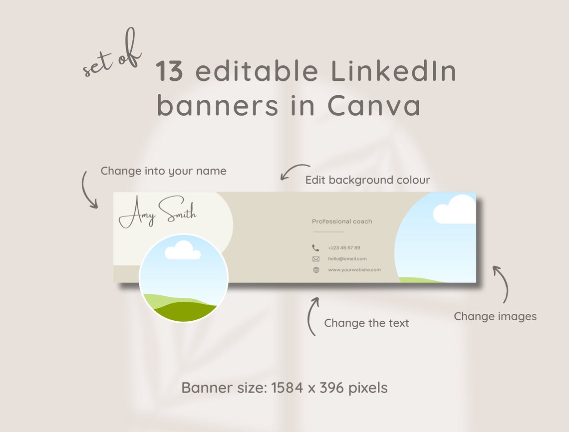 Editable Professional Linkedin Banner, Linkedin Banner With Contact ...