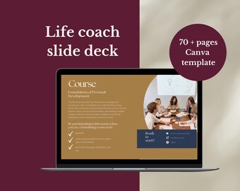 Business slide deck template Canva, coaching webinar template, modern canva template webinar, Mindset coach slide deck