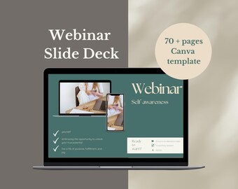 Business life coach, slide deck template, Professional canva template, Editable slide deck, minimalistic webinar template