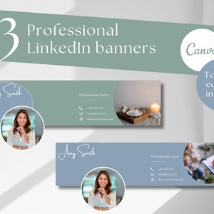 Editable professional LinkedIn banner, Linkedin banner with contact info, Professional linkedin header,  linkedin background, Linkedin canva
