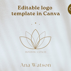 Holistic Logo Coach Logo Lotus Logo Canva Boutique logo DIY Design Template Circle of Life Logo Lotus Logo Gold Nature Logo Coaching Logo
