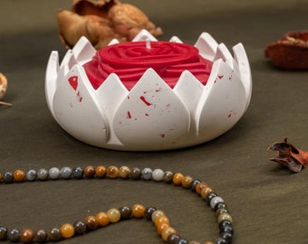 Lotus Kaarsenhouder met Chakra Kaarsenset, Mindful Meditatie Geschenken, Spirituele Lotusbloem Middelpunt met Soja Aromatherapie Kaars