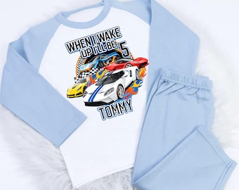 When i wake up i'll be Personalised NEW 2026 CARS4  PJ'S /short Set Toddler Kids Nightwear Christmas Eve birthday lounge pyjama