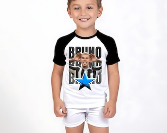 NEWCASTLE kids football kit shorts Bruno STAR summer set name number any player any team