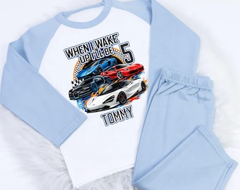 When i wake up i'll be Personalised NEW 2026 CARS5  PJ'S /short Set Toddler Kids Nightwear Christmas Eve birthday lounge pyjama