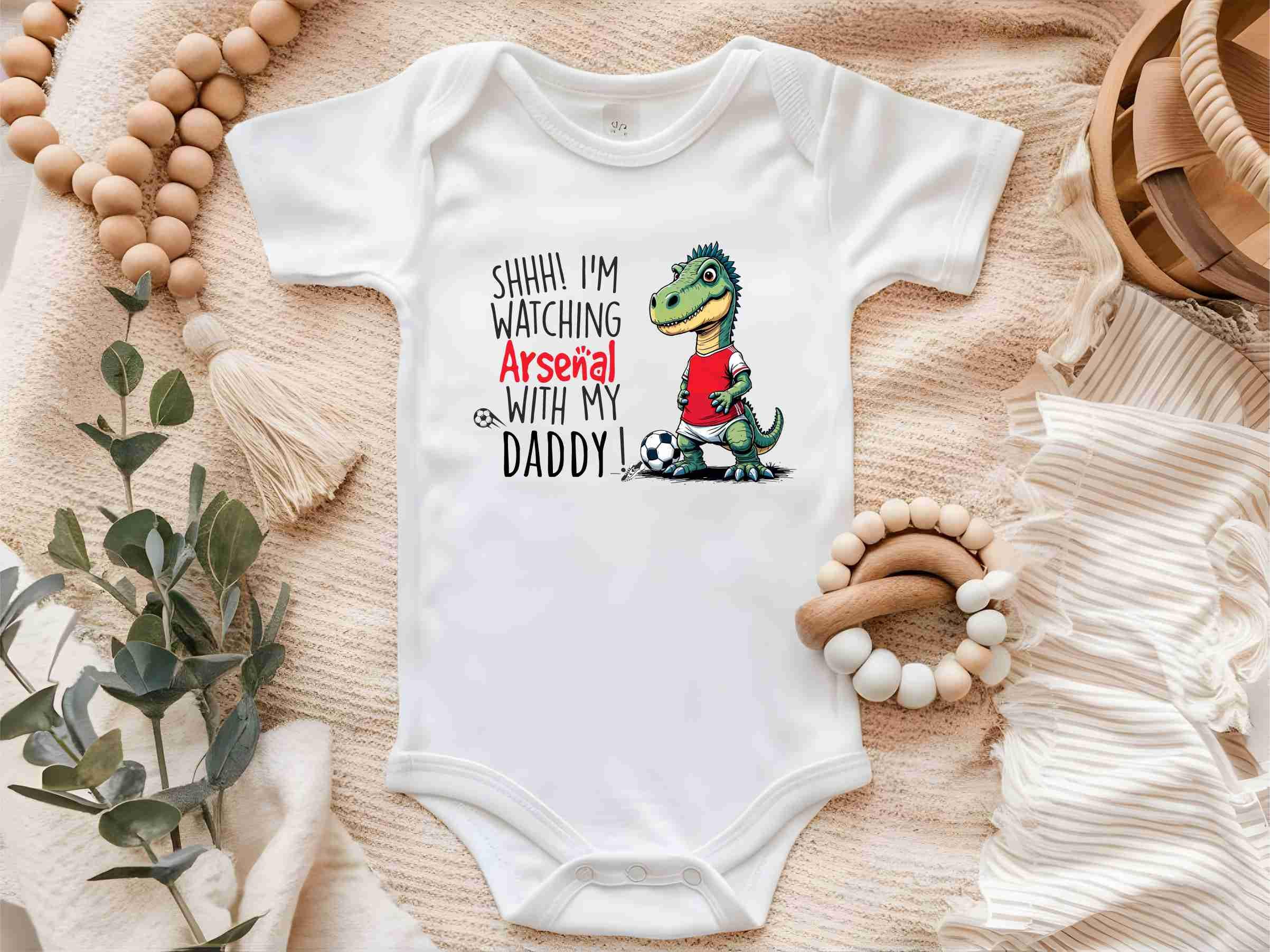 Arsenal baby vest i'm watching football with Daddy fan football baby  bodysuit one piece