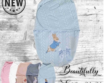 Baby Swaddle blanket | Sleep wrap blanket | Peter Rabbit Embroidery carrier