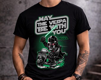 May The Vespa Be With You T-Shirt – Funny green print Scooter Rider Shirt, Parody Tee, Scooter Lover Gift, Biker Humor Shirt, Vespa Fan Tee