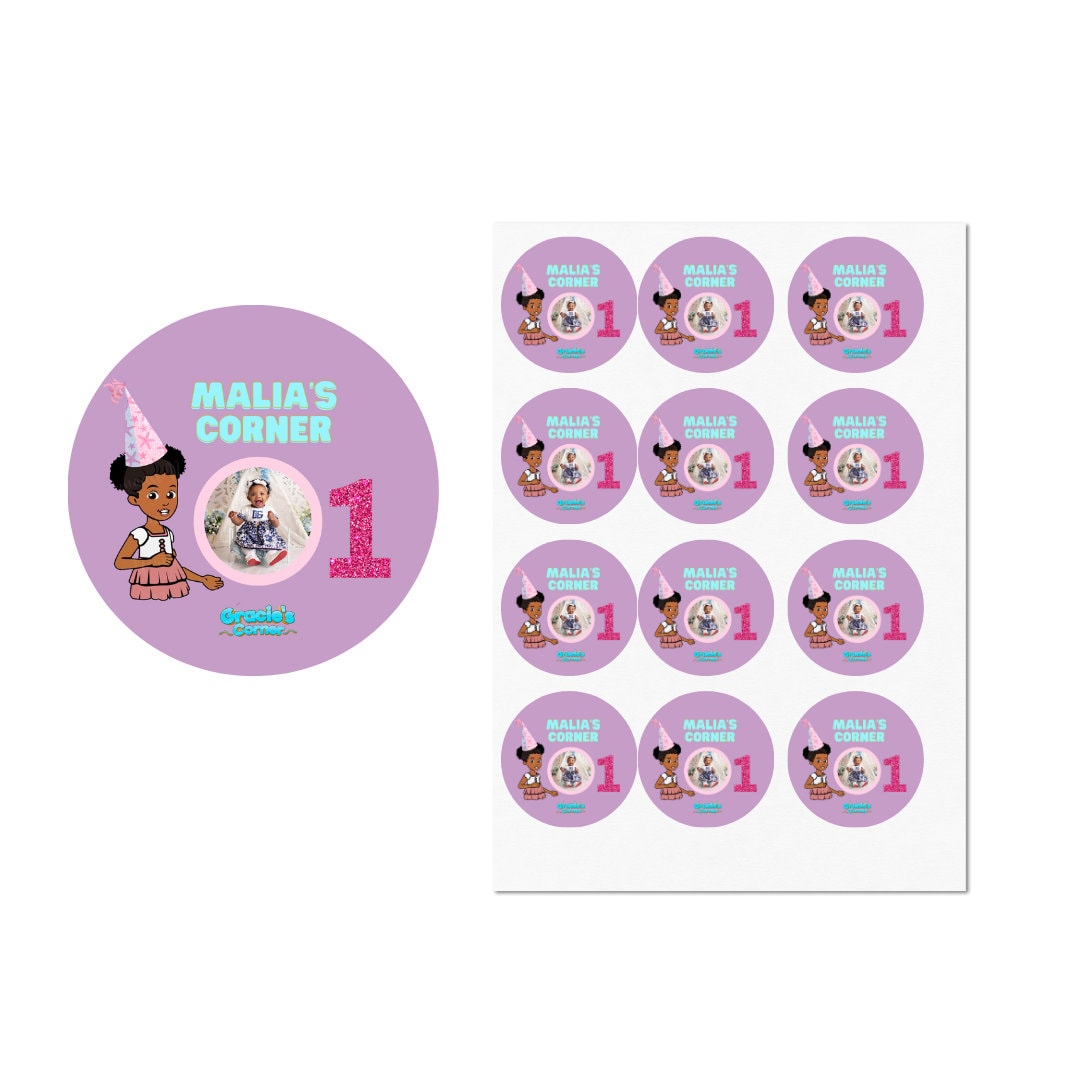 GRACIE CORNER 3 Sheets of Custom Stickerspersonalised Labelssweet Cone