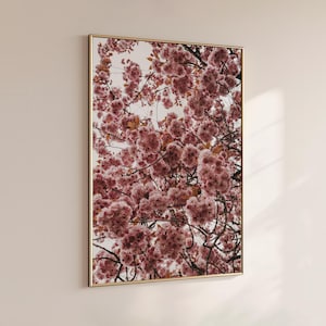 Stampa fotografica di fiori di ciliegio - Poster di ciliegio rosa tenue, arte murale giapponese primaverile, stampa romantica di belle arti con fiori di ciliegio.