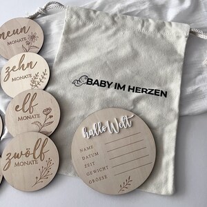 Baby Set | Meilensteinkarten und hallo Welt Schild | Babyshower | Babyparty | Geburtsgeschenk | Newborn