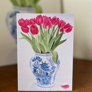 Pink Tulips Greetings Card