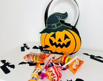 Pumpkin Halloween Treat Box SVG, DIY Kids Project Cut Files