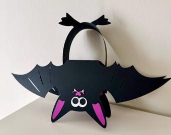 Caja de golosinas de murciélago de Halloween SVG: manualidad para niños, etiqueta de calabaza