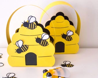 Bee Party Favour Box | Beehive Treat Holder | Kids Gift Box | Bumble bee Theme | DIY Paper Craft SVG File + PDF Instructions