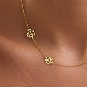 Seitliche Geburtsblumenhalskette, sinnvolles Geschenk, Oma Weihnachtsgeschenk, Birthflower Familienstrauß, Ruhestand Geschenke für Frauen, Geschenk für sie