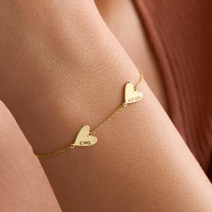14K Personalized Heart Bracelet: Custom Name & Birthstone, Family Jewelry