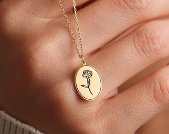 Dainty Birth Flower Necklace: Personalized Sterling Silver Floral Jewelry
