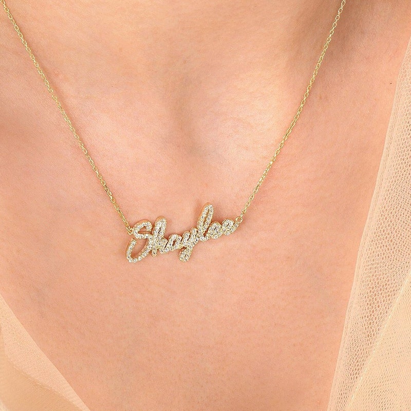 Diamond Name Necklace - Etsy