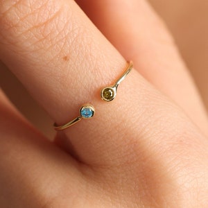 Dainty Birthstone Ring, Mothers Day Gift , Adjustable ring, Anniversary ring, Family birthstone ring, Bridesmaid Gift, Anniversary Ring image 1