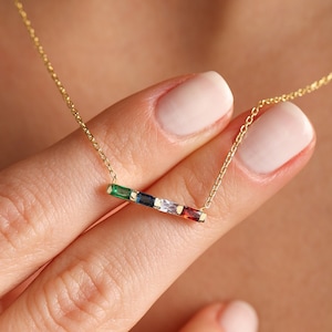 Collar con piedra de nacimiento familiar, collar con piedra de nacimiento de la madre, regalo personalizado, joyería con piedra de nacimiento de la madre, regalo del día de la madre, regalo para ella