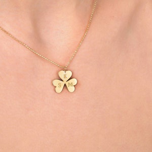 Gold Clover Necklace, 3 leaf clover necklace, Gold Shamrock Necklace, Personalized Necklace, Lucky Charm, Shamrock Charm, Mothers Day Gifts image 2