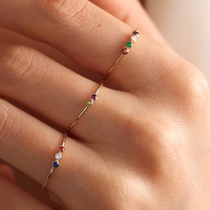 Dainty Birthstone Ring, Mothers Day Gift , Multistone ring, Anniversary ring, Family birthstone ring, Bridesmaid Gift, Anniversary Ring