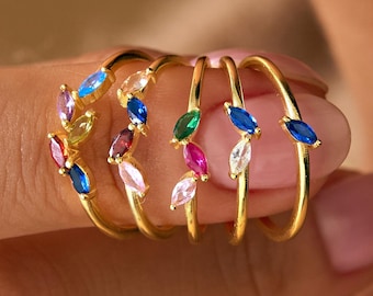 14K Gold Birthstone Ring, Personalized Family Birthstone Ring, Gold Ring, Mothers Ring, Meaningful Gift for Mom, Christmas Gift