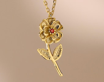 14K Gold Geburtsblumen Halskette: Personalisierte Familie Schmuck Geschenk