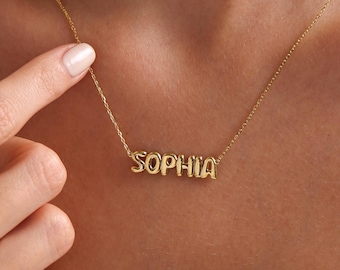 Personalized Bubble Letter Name Necklace: Balloon Style
