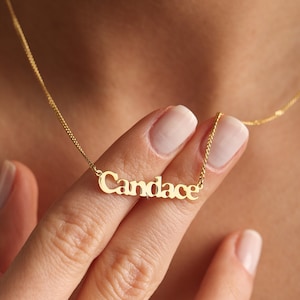 14K Gold Name Necklace, Curb chain Name Necklace, Personalized Name Necklace, Personalized Jewelry, Personalized Gifts , Mothers Day Gifts