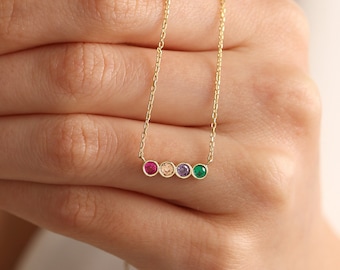 Birthstone Necklace, Family Birthstone Necklace, Personalized Gift, Multiple Birthstones, Birthstone Jewelry, Mothers Day Gift, Gift For Her
