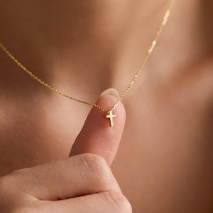Dainty 14k Gold Cross Necklace: Minimalist Confirmation Gift