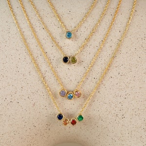 Family Birthstone Necklace, Scrolled Birthstone Necklace, Personalized Gift, Mother&#39;s Birthstone Jewelry, Mothers Day Gift, Gift For Her