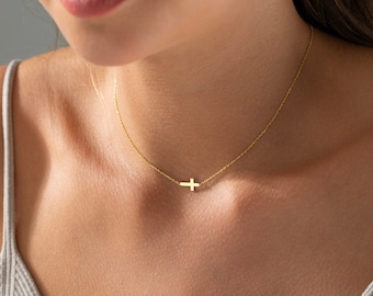 Gold Cross Necklace: Dainty Christian Jewelry Gift