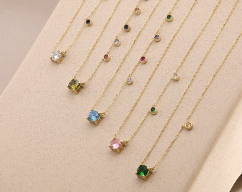 Drop Birthstone ketting, familie Birthstone ketting voor moeder, dochter moeder ketting, moeders ketting, Moederdag cadeau, grootmoeder geschenken