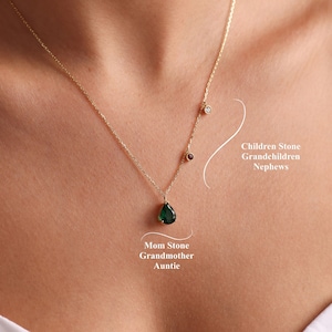 Collar con piedra de nacimiento en forma de gota, collar familiar para mamá, collar para hija y mamá, collar para madres, regalo para el día de la madre, regalos para abuelas