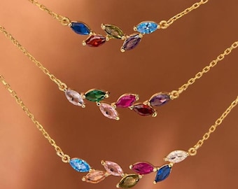Collier de famille personnalisé avec pierres de naissance, collier maman personnalisé avec pierres de naissance d'enfants, collier grand-mère, cadeau de Noël significatif