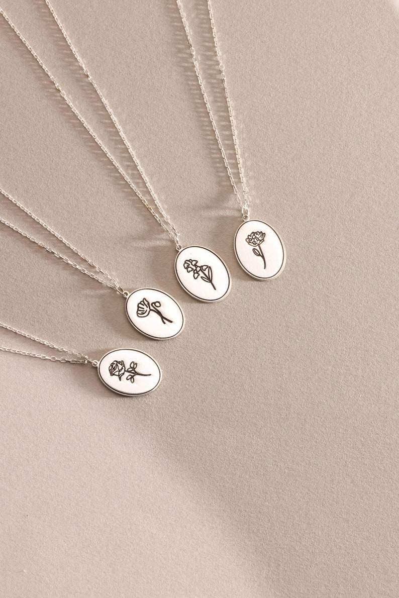 Birth Flower Necklace, Dainty Birth Flower Necklace,Birth Flower Jewelry,Personalized Necklace For Her, Mothers Day Gift, Floral Necklace image 8