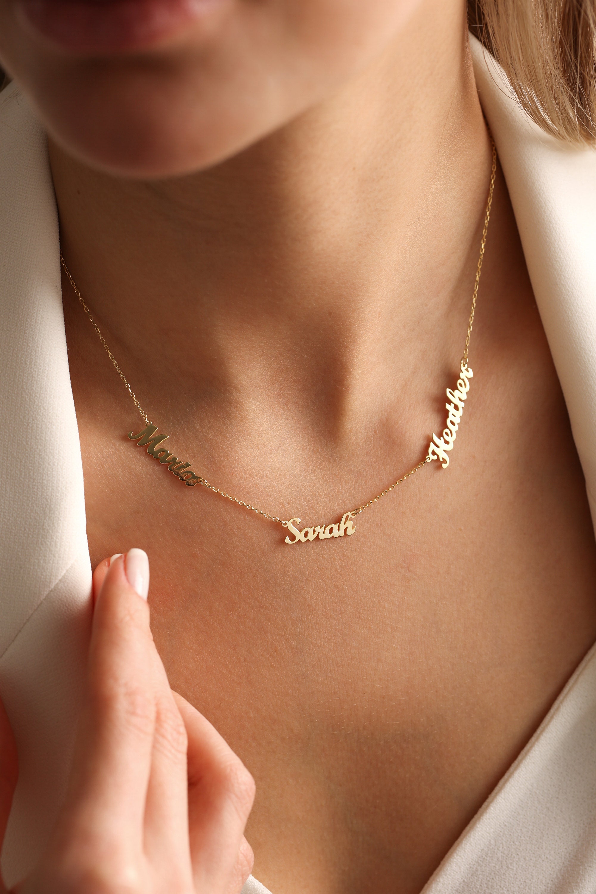 14k gold multiple clearance name necklace