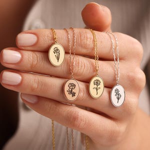 Birth Flower Necklace: Sterling Silver Personalized Floral Jewelry