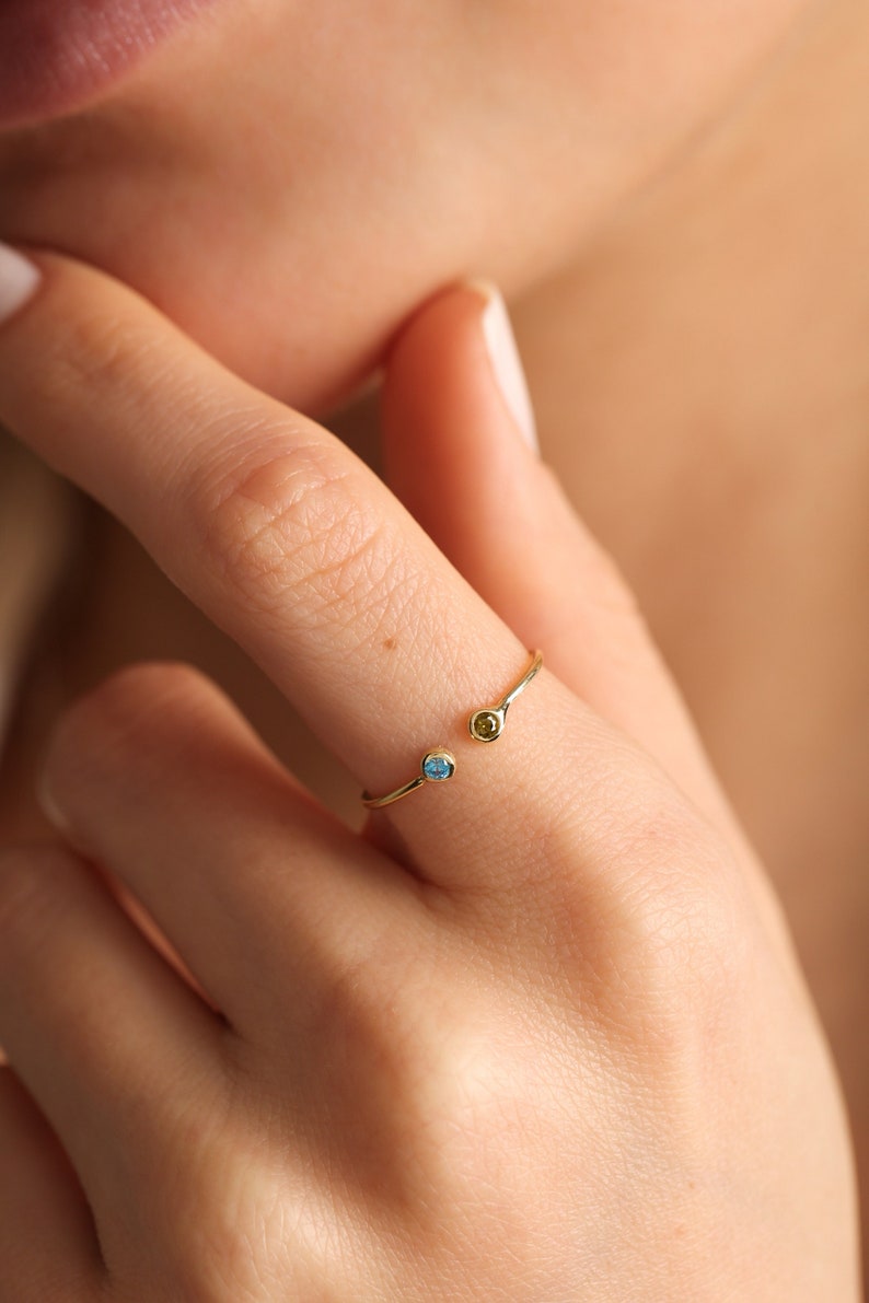 Dainty Birthstone Ring, Mothers Day Gift , Adjustable ring, Anniversary ring, Family birthstone ring, Bridesmaid Gift, Anniversary Ring image 1