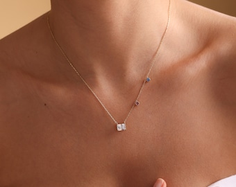 Familie geboortesteen ketting, moeder ketting geboortesteen, gepersonaliseerd cadeau, moeders ketting, Moederdag cadeau, cadeau voor haar, grootmoeder geschenken