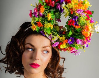 Jennifer Spring Ring Flower Fascinator/Headpiece, Wedding, Ascot, Kentucky Derby Headpiece - All Colours Available
