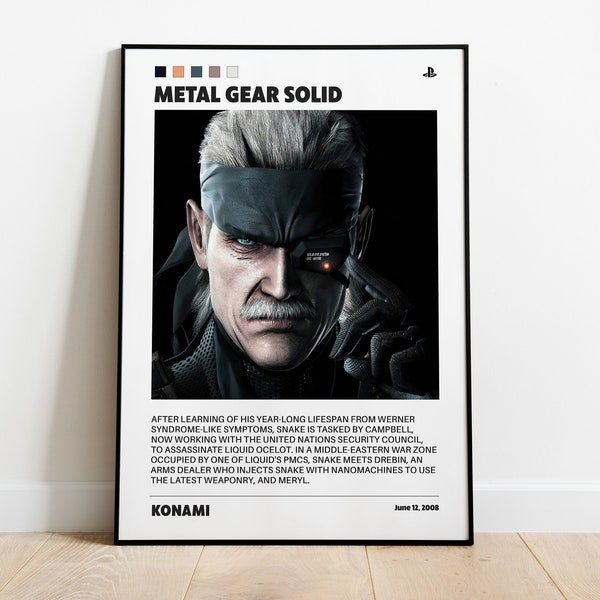 Metal Gear Solid 4 printable poster, 3 sizes inside, Instant download, Digital product