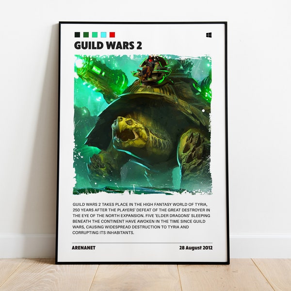 Guild Wars 2 game poster, 3 sizes inside, Instant download, Digital product