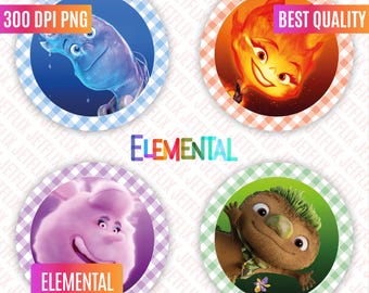 Elemental Film Cake & Cupcake Topper: Ember, Wade, Gale, Clod (Digitaler Download)