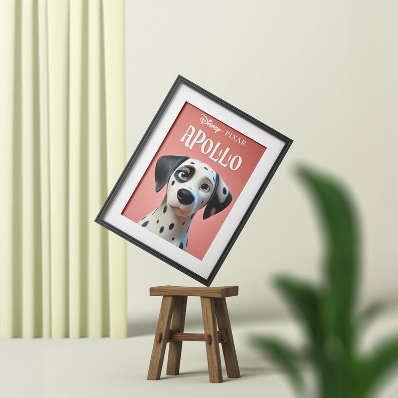 Create a Disney Pixar movie poster of your dog - Customized cartoon art print from your photo, great for dog lovers.