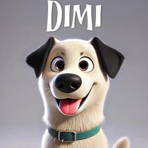 Custom Disney Pixar dog movie poster - Transform your pet’s photo into a cartoon portrait, special gift for puppy birthdays.